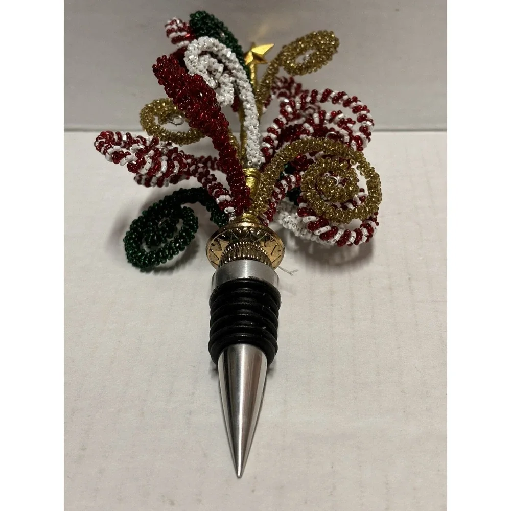 Pier 1 Imports Christmas Holiday Wine Bottle Stopper‎ Festive Oversized curls